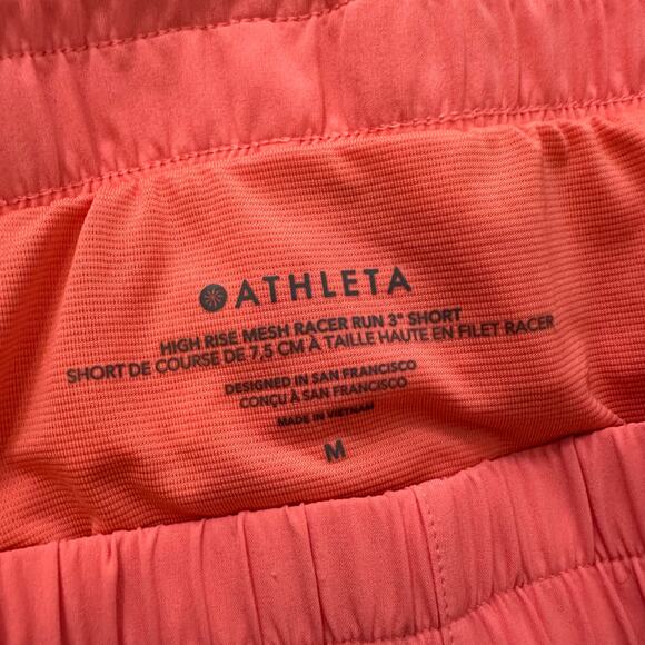 Athleta neon coral orange High Rise Mesh Racer Run 3" shorts size M - Picture 4 of 8